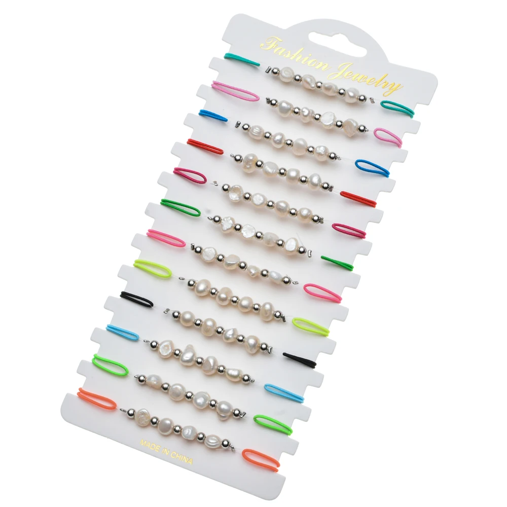 12 шт/лот ручной работы модные жемчужные эластичные браслеты с подвесками набор