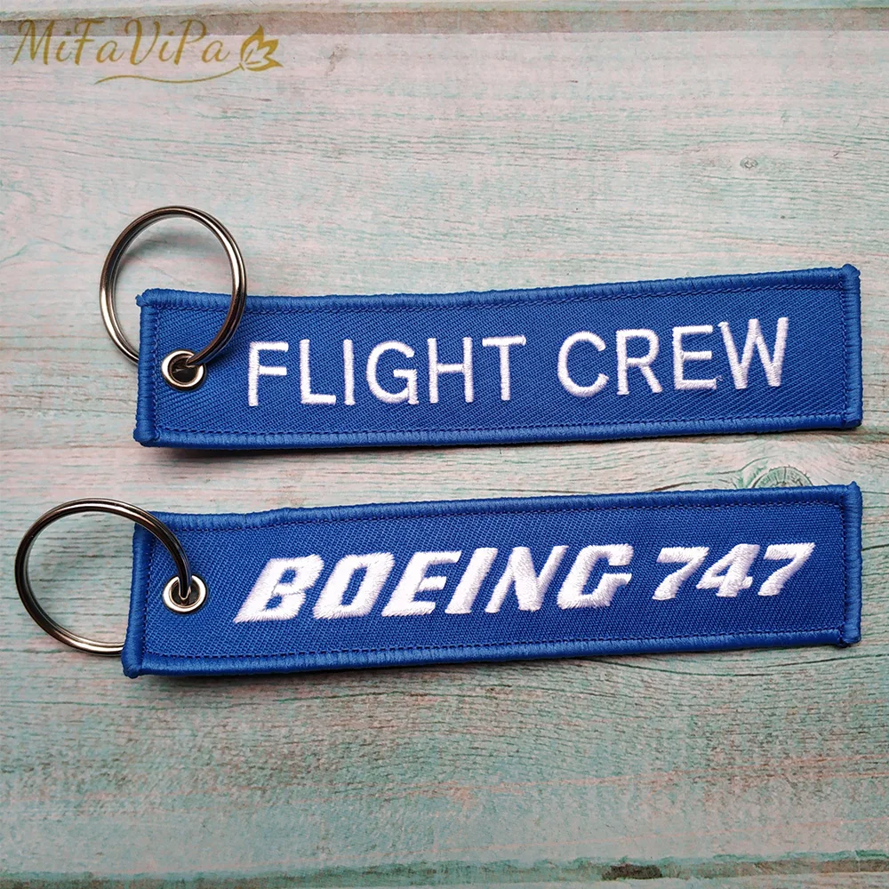 

2 PCS Blue Boeing 747 Llavero Fashion Trinket Keychain Porte Clef Embroidery Aviation Key Chains Flight Crew Sleutelhanger Tags