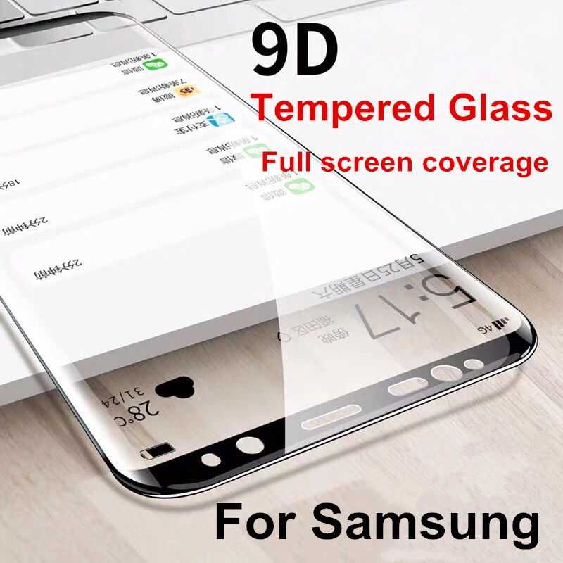 Закаленное стекло пленка для samsung Galaxy Note 8 9 S9 S8 Plus S7 Edge 9D полный закругленный протектор экрана для samsung A6 A8 Plus