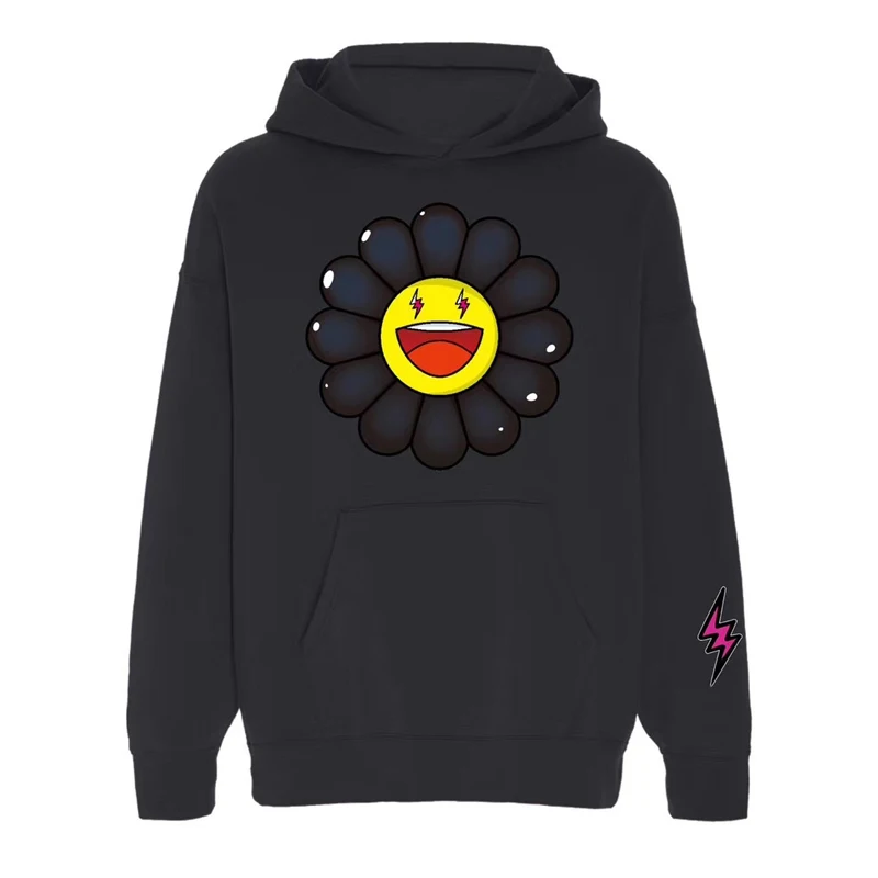 

Japanese street style lightning sunflower printed hoodie autumn and winter high street Hip-Hop Fashion Couple loose hoodie