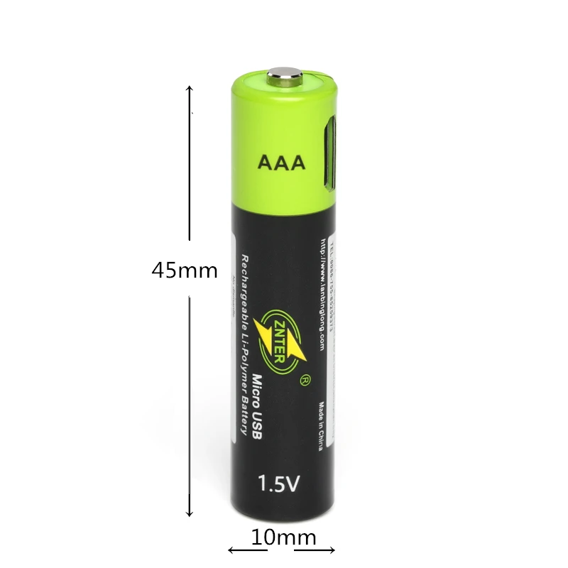 Перезаряжаемая батарея ZNTER литий полимерная AAA 1 5 в 600 мАч + кабель Micro USB быстрая