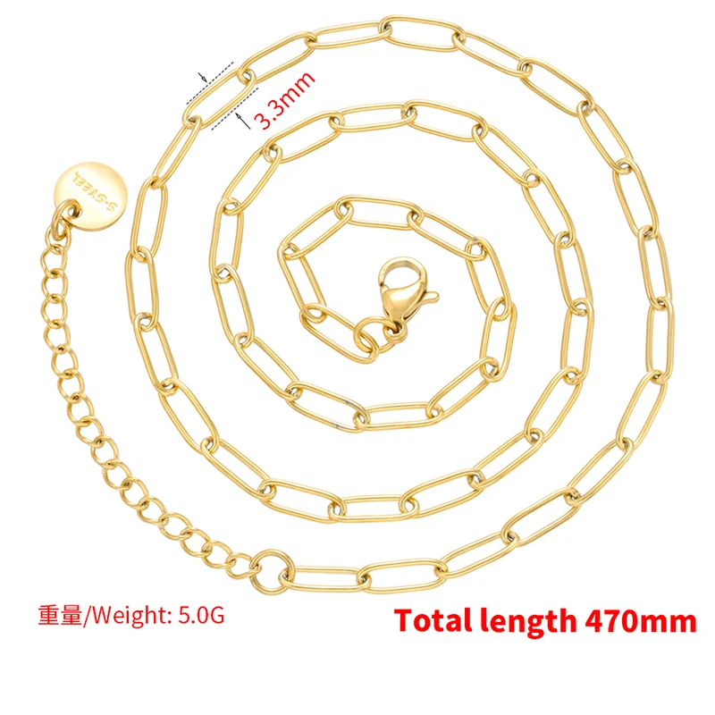 

ZHUKOU Punk Stainless Steel Necklace for Men Women rectangle Link Chain Chokers Vintage Gold plated Choker with mini Coin VL101