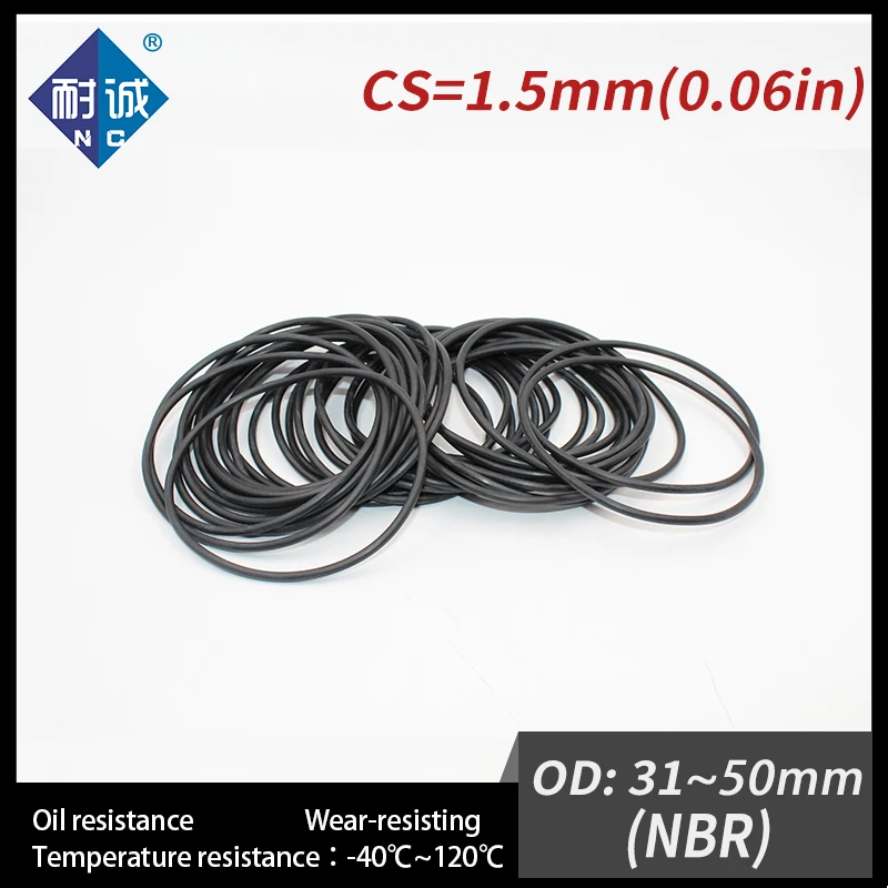 10PCS/lot free shipping Rubber Black NBR CS 1.5mm OD32/33/34/35/36/38/40/42/45/48/50mm O Ring Gasket Oil resistant waterproof - купить по