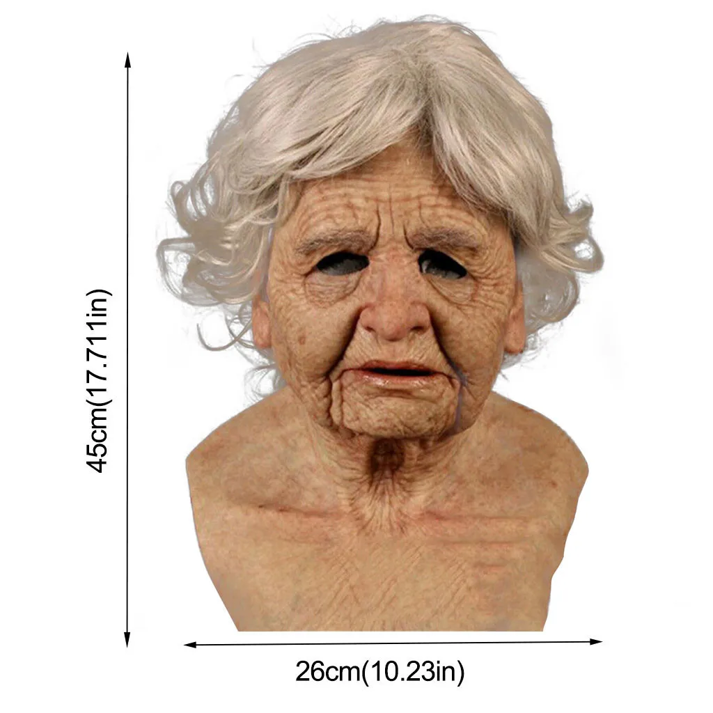

Funny Mask Halloween Old Woman Head Toys Horror Latex Cosplay Party Props Toy Creepy Wrinkle Face Mask Funny Party Gifts