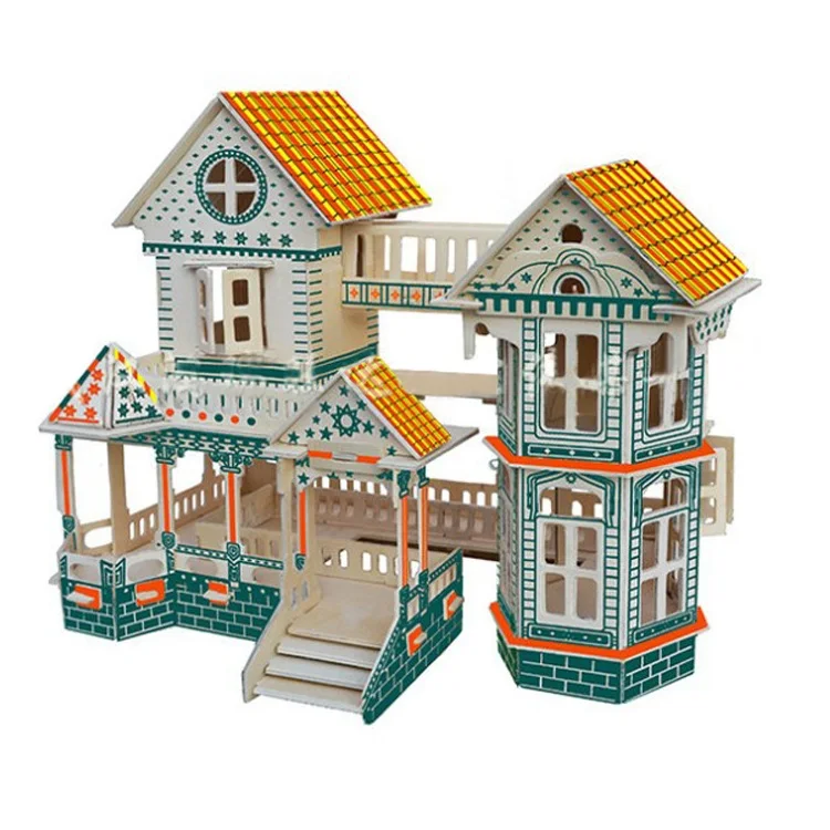 candice guo! wooden toy 3D puzzle hand work DIY woodcraft assemble kit Hawaii villa sweet house birthday Christmas gift 1pc | Игрушки и