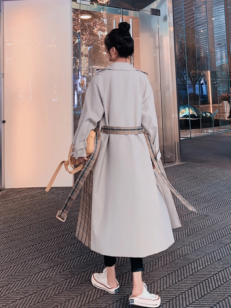 Тренчкот женский в стиле пэчворк модная ветровка мозаичную клетку осенний