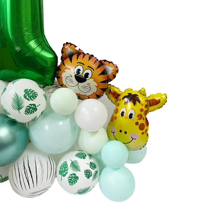 

Leeiu Safari Animal Balloons Set 32inch Green Digital Balloon Turtle Leaves Baby Shower Forest Jungle Birthday Party Decoration