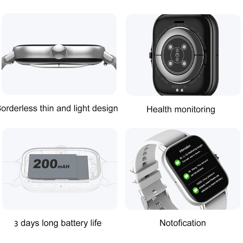 

Bluetooth Call Smart Watch Men Women Sport Wristwatch 1.78 inch Full Touch Screen Fitness Tracker Smartwatch For Android IOS