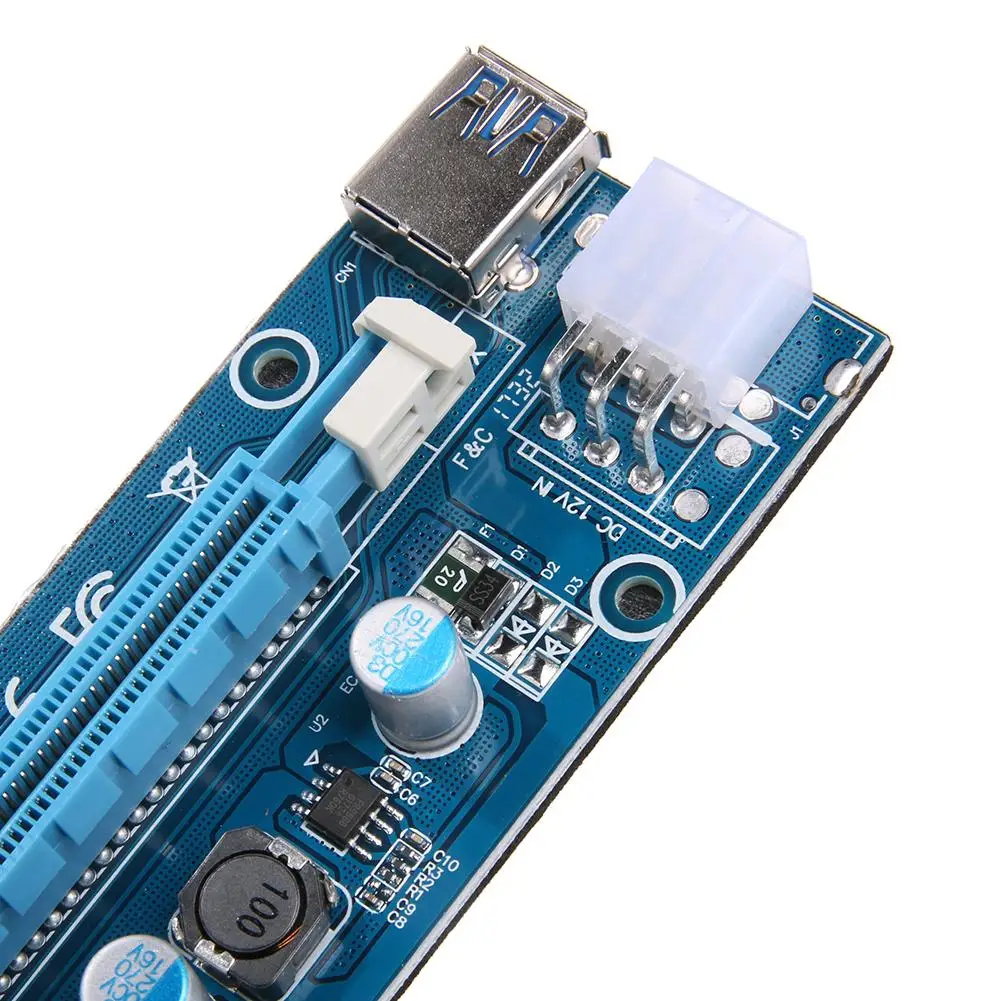 

PCI-E 1x to 16x Mining Machine Extender Riser Adapter with 15Pin-6Pin Cable With Power Cable and USB 3.0 Cable New