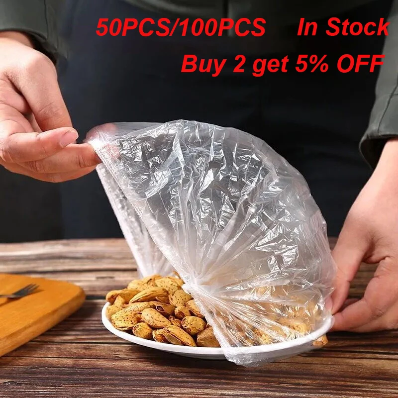 

50-100pcs Kitchen Storage Food Cover For Kitchen Bowls Elastic Plate Bags Silicone Lid Covers Vacuum Bags Food Fresh Seal