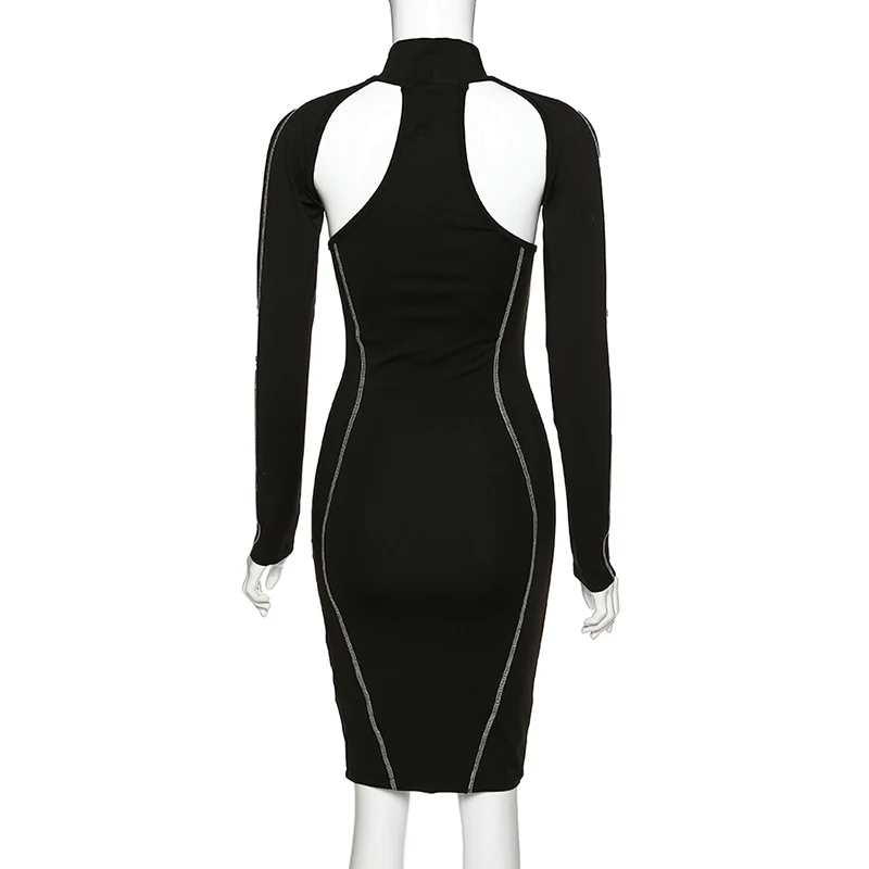 

DIRTYLILY Sexy Hollow Out Turtleneck Long Sleeve Bodycon Mini Dress Women 2020 Sexy Elastic Party Club Dresses Casual Streetwear