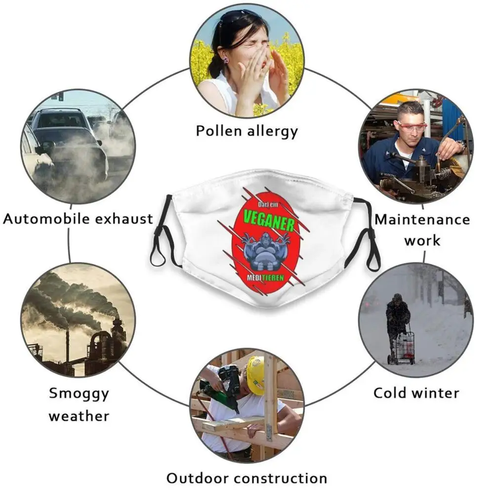 

Can A Vegan Meditate  Funny Gift Idea - Lewup Reusable Mouth Face Mask With Filters Kids Vegan Vegetaria Vegetarian Eat Animal