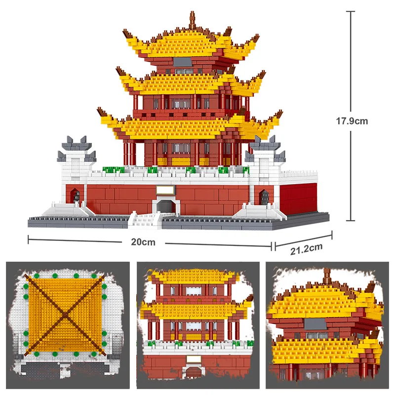

City Creator Famous Tengwang Pavilion Yueyang Tower Model Bricks Mini Architecture Building Blocks education Toy for Children