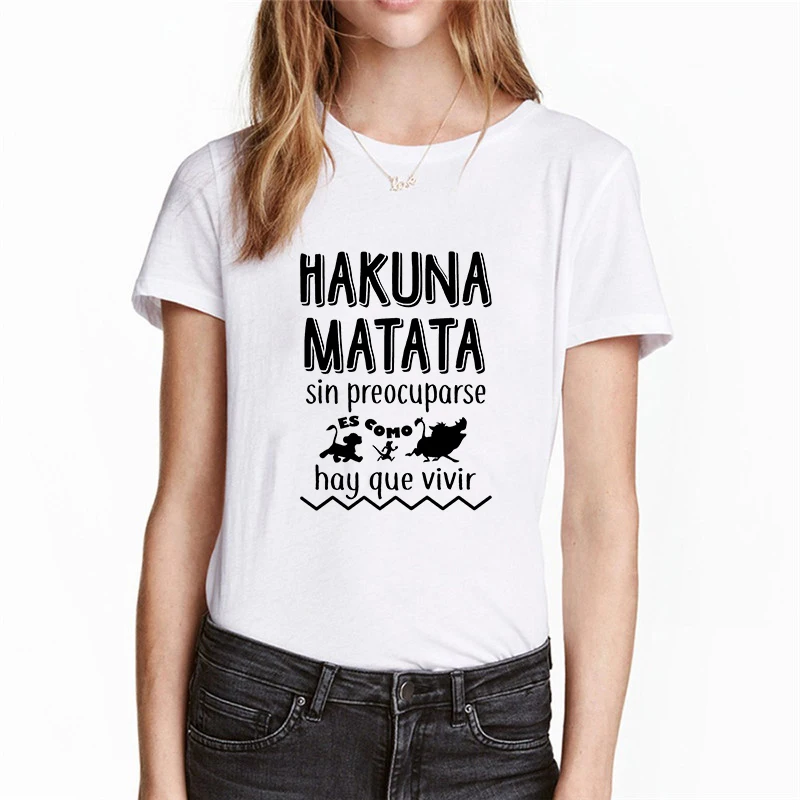 Showtly Hakuna Matata Women Harajuku Ullzang the lion king T-shirt Femme Homme Summer Tshirt Fashion Top Tee Female T Shirt