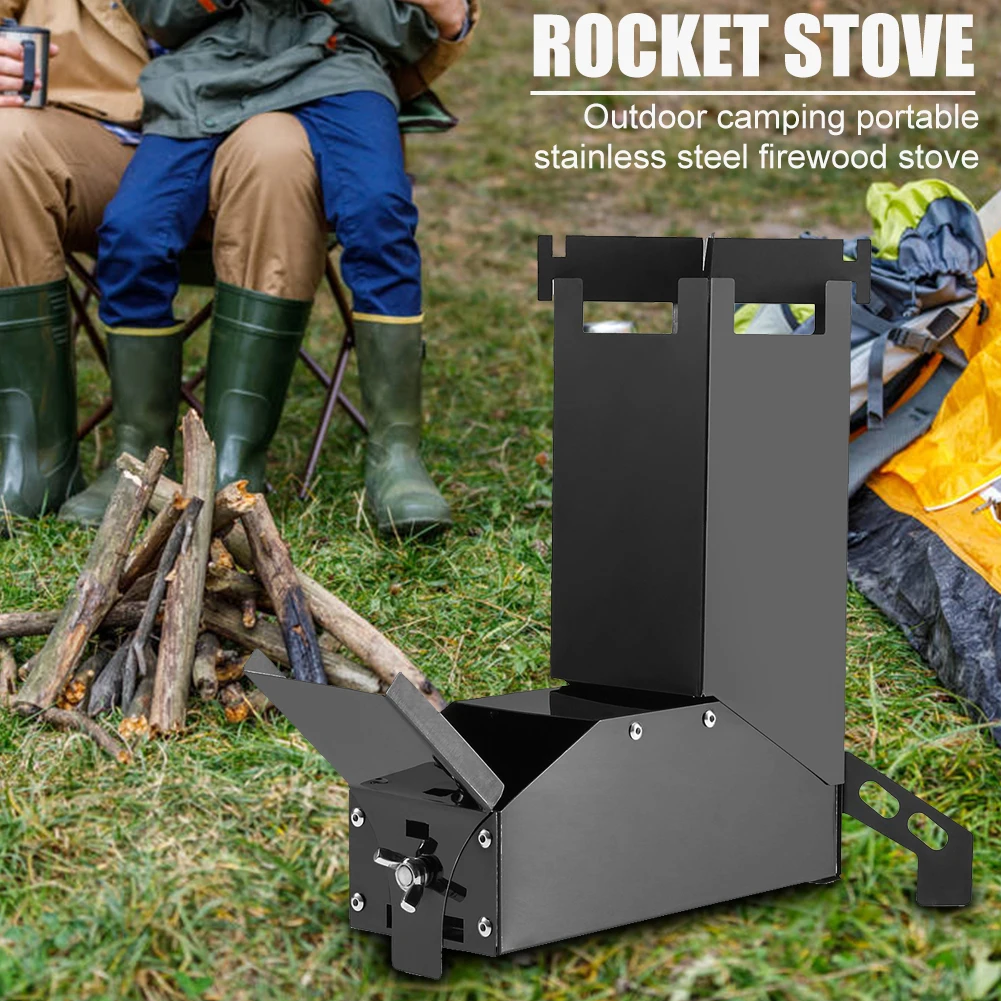 

Outdoor Camp Stainless Steel Wood Stoves Hiking Rocket Stove Backpacking Picnic Camping Portable Outdoor Elements