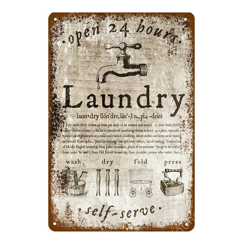 YD6433EI Laundry Cleaning Metal Signs Kitchen Herb Garden Poster Wall Plaque Vintage Painting Plate For Shop Home Bath Room Decor YI-100 - Цвет: YD6433EI