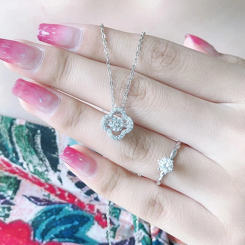 Gem балетки 925 пробы из стерлингового серебра кулон ожерелье 0.5Ct женские Круглый