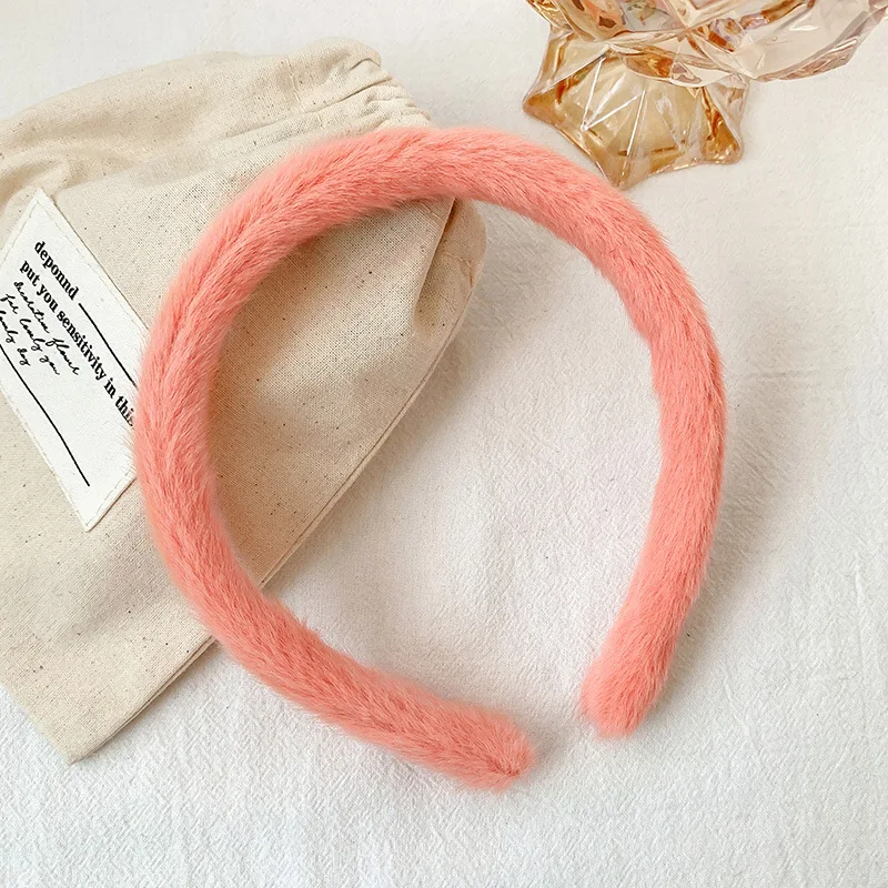 Diademas de felpa para ni&ntilde;as, cintas para el pelo de Color caramelo a la moda, herramientas de estilismo para el cabello para ni&ntilde;os, tocado-4