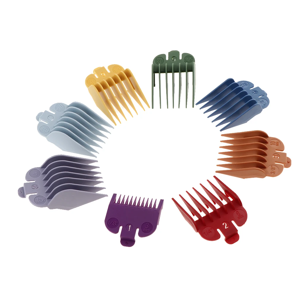 

8x Universal Comb Attachment Guard Guides Clip Hair Clipper Set Kit