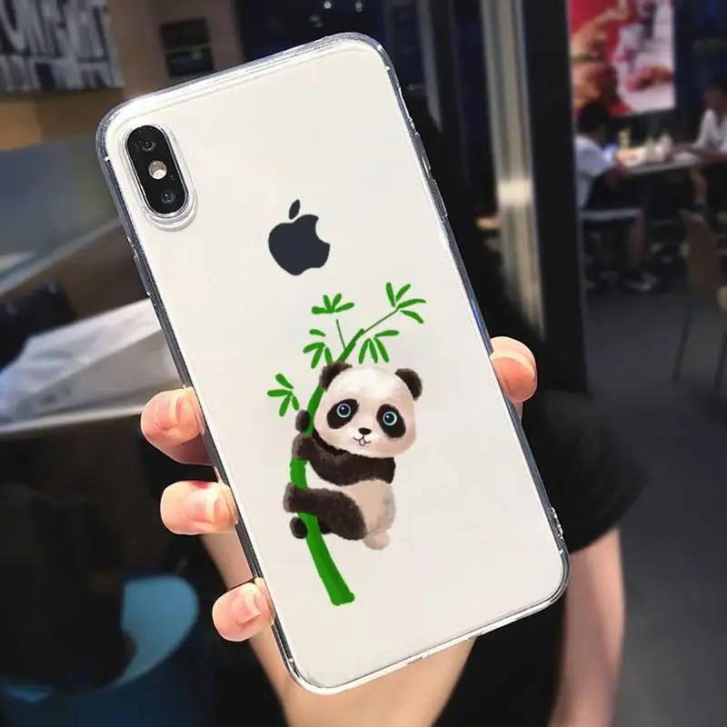

Off Panda Cat Dinosaur Phone Case Transparent soft For iphone 5 6 7 8 11 12 s c se plus mini x xs xr pro max cover shell funda