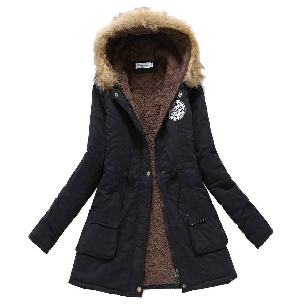 Корейское Женское зимнее теплое пальто с капюшоном ветрозащитная парка из