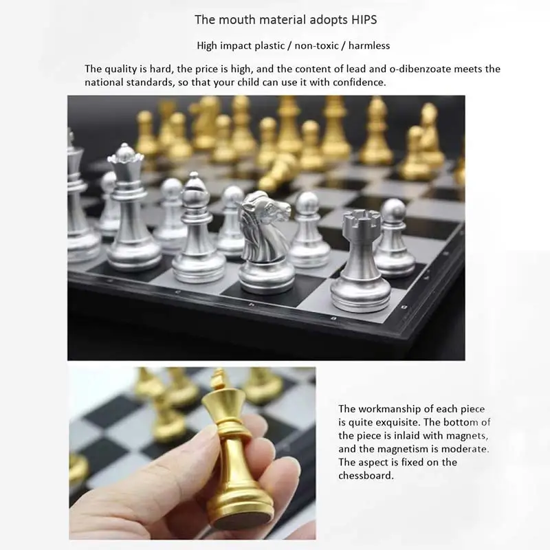 Medieval Chess Set With High Quality Chessboard 32 Gold Silver Pieces Magnetic Board Game Figure Sets szachy Checker | Спорт и