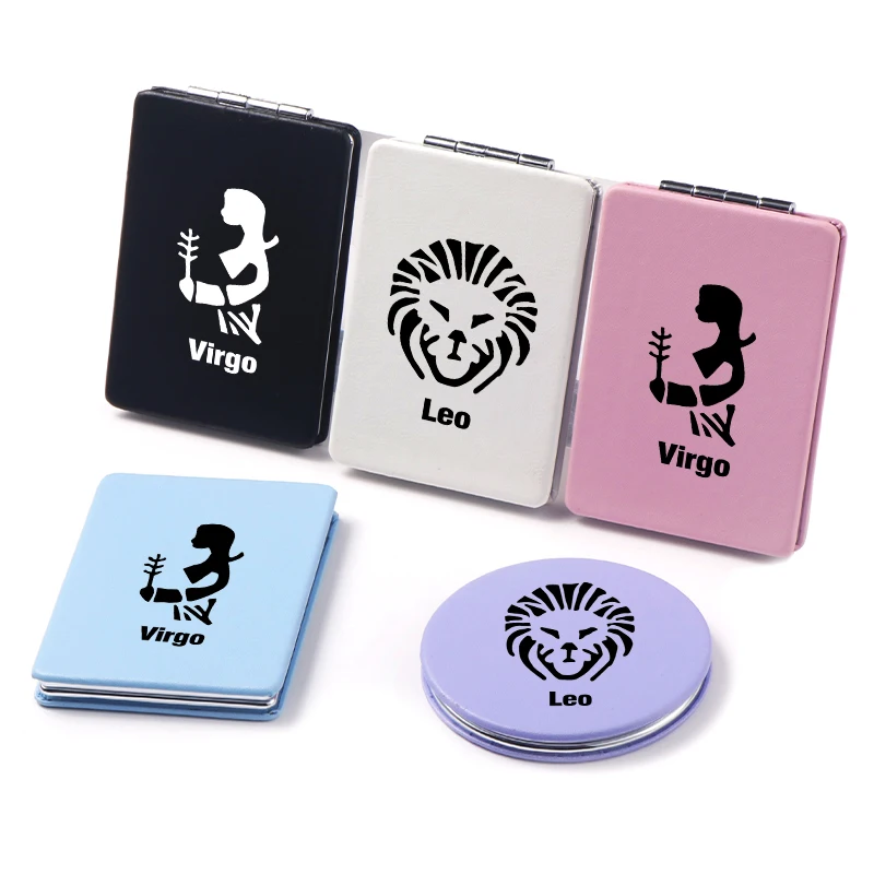 

Leo Virgo Mini Makeup Mirror Girl Lady Portable Double-Sided Folding Cosmetic Compact Pocket Vanity Magnifying Mirrors Women