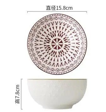 M 6 дюймов ручная краска геометрические миски для лапши мыльницы салатники пасты миски - Цвет: M