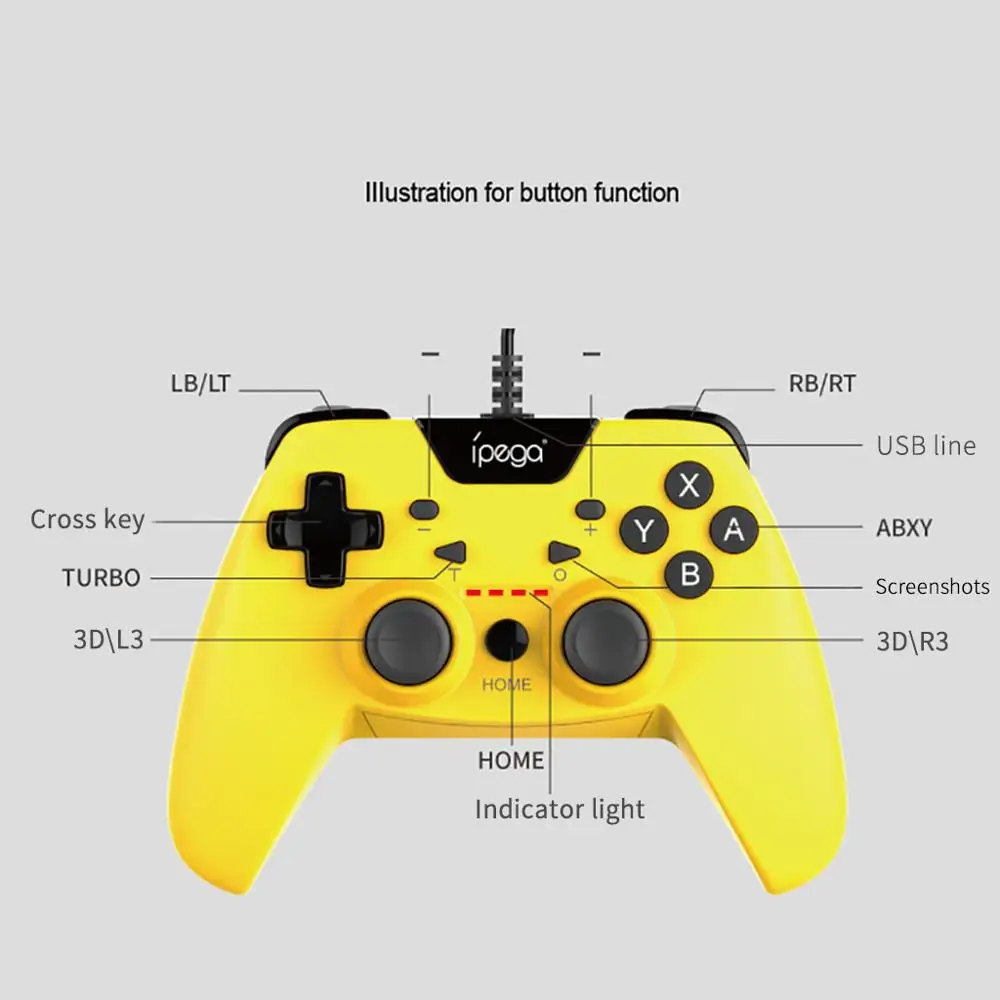 best selling 2019 iPEGA PG-SW012 Wired Game Controller Gamepads Dual-Vibration Turbo for Switch PS3 PC Android dropshipping | Электроника