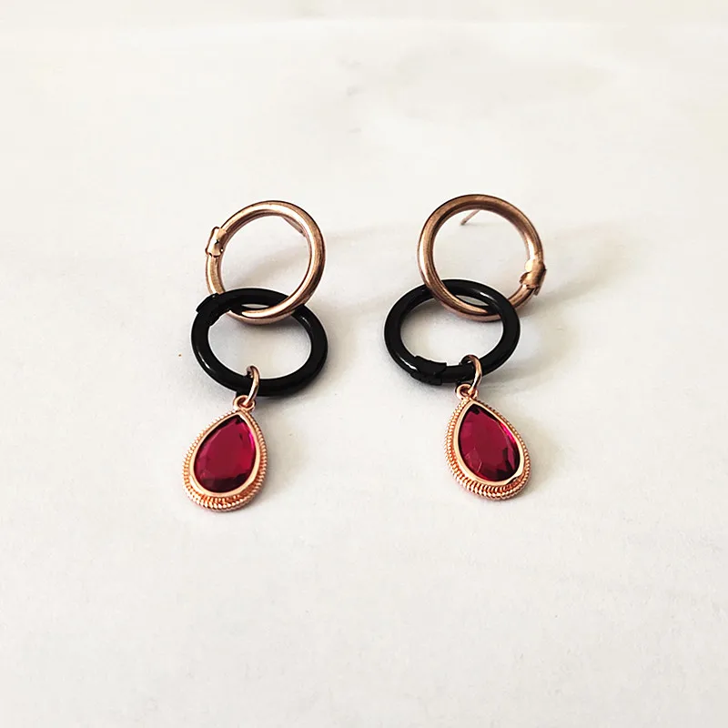 Rose Gold 3 Модные маленькие серьги-гвоздики, серебряные, розовые, золотые, черные, из нержавеющей стали, Круглые, три круга, серьги в виде медведя, ювелирные изделия для женщин - Окраска металла: Rose Gold 3