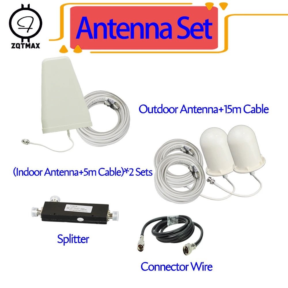 ZQTMAX 2g 3g 4g mobile signal booster for UMTS LTE repeater 900 1800 2100 cellular data 1 to 2 indoor set cable splitter | Мобильные