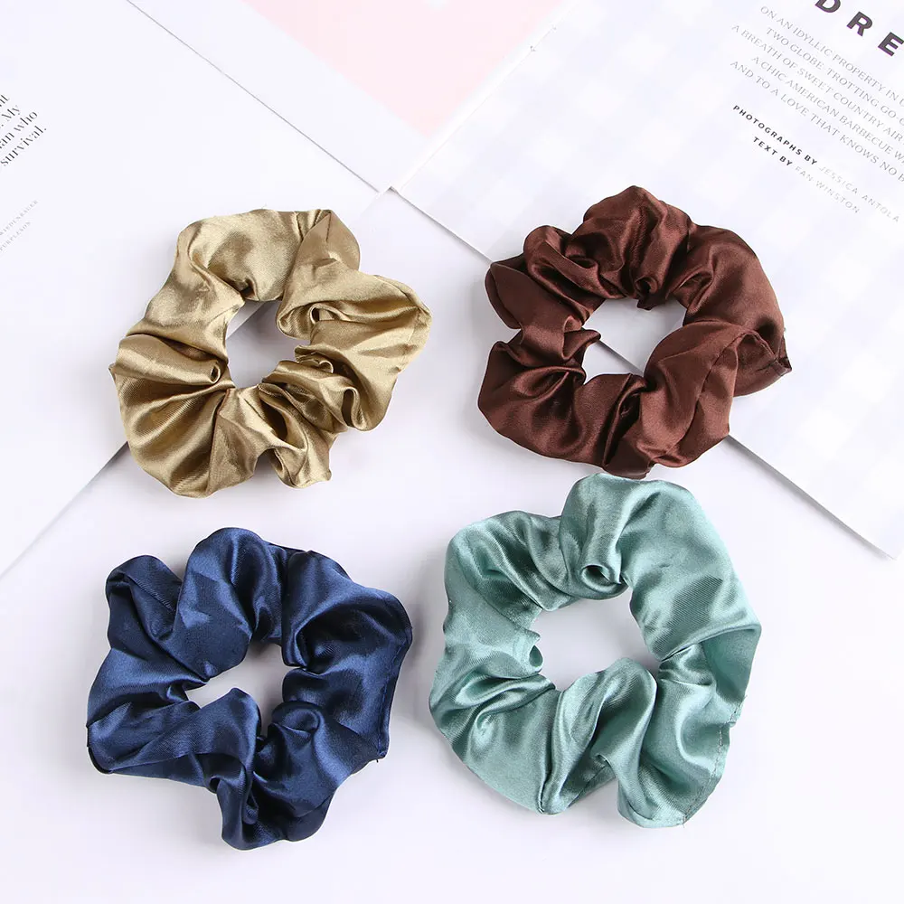 Новое поступление 2020 модные женские красивые атласные резинки для волос яркие