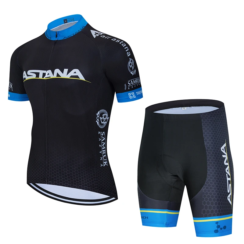 Команда Астана Велоспорт Джерси 2019 короткий Мужская велосипедная одежда 16D
