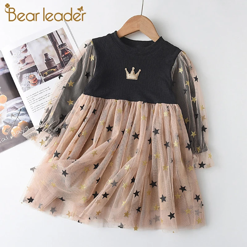 Bear Leader-vestidos de princesa para ni&ntilde;a, trajes de corona para ni&ntilde;a, lentejuelas de malla con traje de fiesta, ropa para ni&ntilde;o de primavera y oto&ntilde;o, novedad de 2022-0