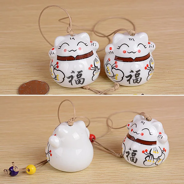 Новинка Керамическая подвеска Кот на удачу колокольчики украшение для