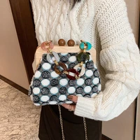fashion designer handbags wooden clip evening shoulder bag chain luxury handbag women banquet party purse hand bags women 2021