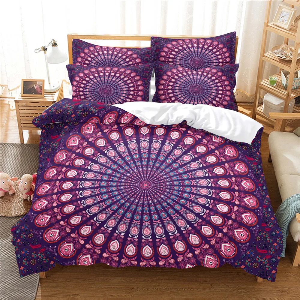 

Комплект постельного белья с 3D рисунком фиолетового цвета, королевский комплект постельного белья с пододеяльником, Комплект постельного ...