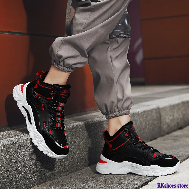 

Мужская повседневная обувь, новая зимняя уличная Брендовая обувь на шнуровке, мужские Модные классические кроссовки, Лидер продаж, бархатн...