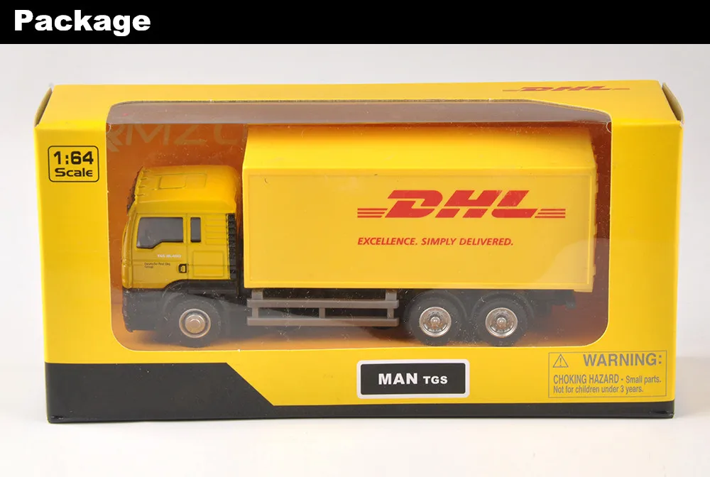 

1/64 Scale Express DHL Truck Model Yellow Container Transporter Diecast Car Vehicle Kids Toys Collection Gifts