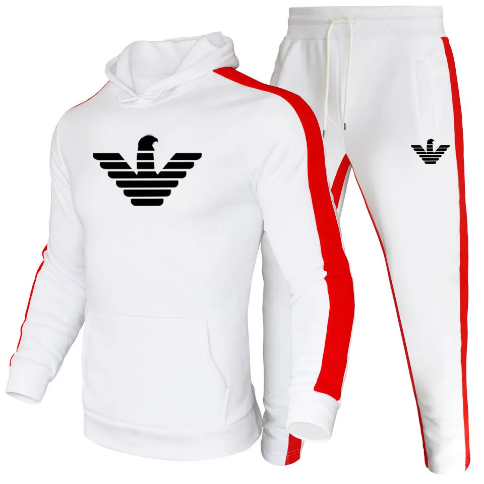 

Winter 2020 New Men's Sports Casual Running Hoodie Embroidered Print Men's Suit Icon Hoodie + Pants