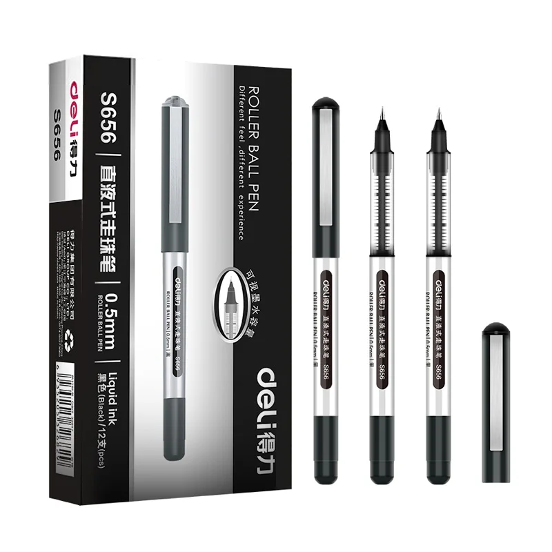 

Deli 12pcs Direct Liquid Gel Pen Visible Ink Pen Student Black Pen Office Signing Pen 0.5mm Gel Pen Stationery