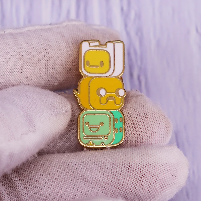 Значок с эмалью Финн Джейк Время приключений | Украшения и аксессуары