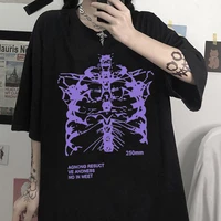 womens t shirt dark skull bones heart and lung shirt japanese kawaii t shirt vintage streetwear tops punk gothic summer tees