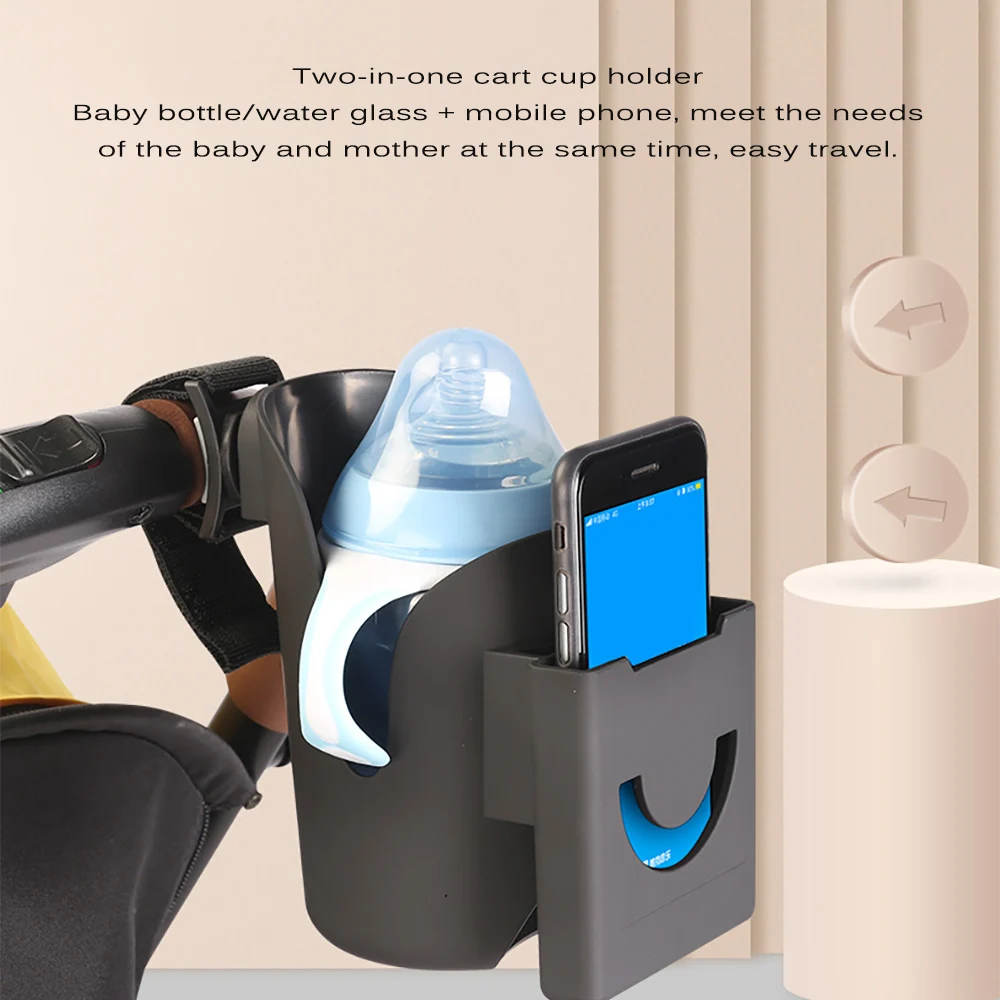 

2 In 1 Universal Stroller Cup Holder Creative Mobile Phone Holder Baby Pushchair Bottle Holder For Buggy Wheelchair Accessories