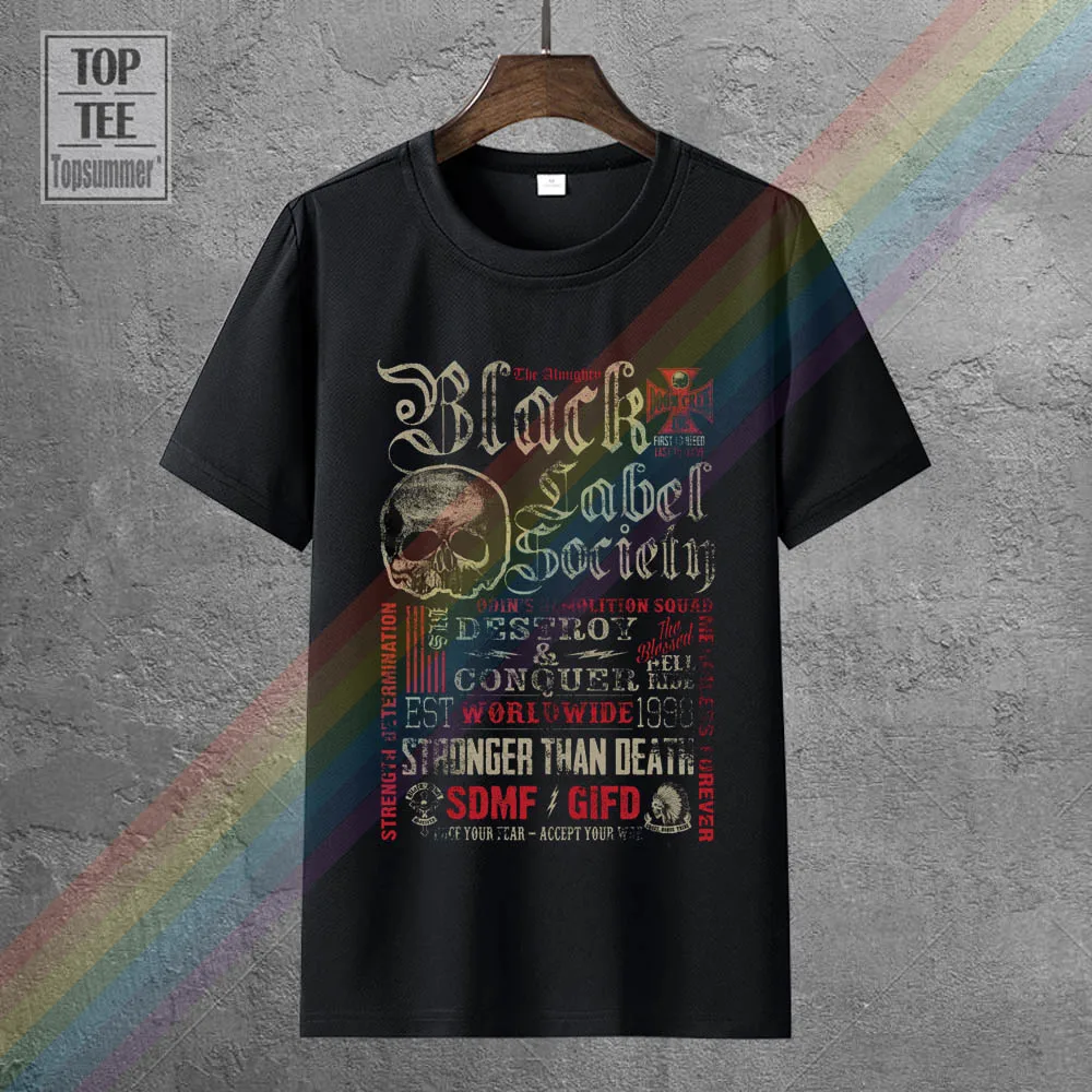 

2017 Summer Black Label Society Destroy & Conquer T Shirt Zakk Wylde New Merch Design T Shirt Cool Summer Tops