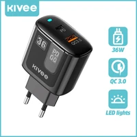 kivee 36w usb type c pd charger for iphone 13 12 11 pro max mobile phone fast charging for xiaomi redmi samsung oppo qc3 0 6a