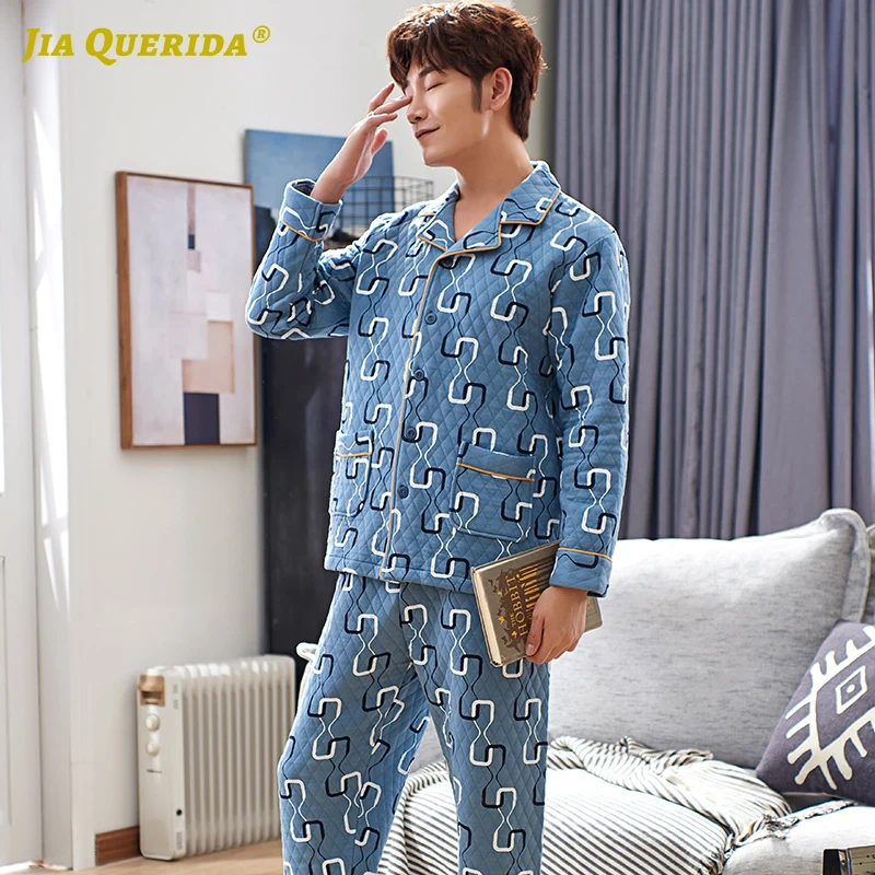 Новинка Мужская пижама с длинными рукавами штаны пижамный комплект для мужчин