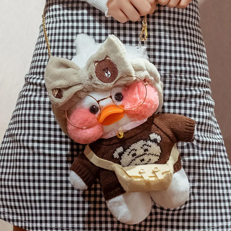 

Kawaii LaLafanfan Cafe Duck Crossbody Bag Plush 30cm Toy Soft Stuffed Shoulder Bag Shoulder Satchel Bag Birthday Gift for Girls