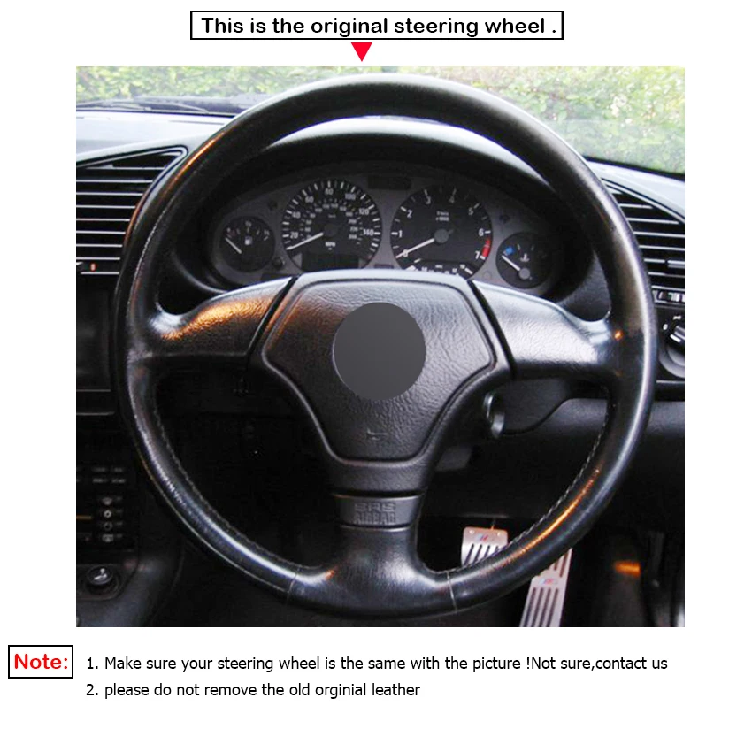 Черная оплетка рулевого колеса LQTENLEO из натуральной кожи для BMW 3 серии E36 E46 1995 2000 5