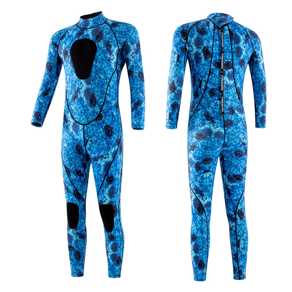 3MM Neoprene Wetsuit Men's and Women's One-Piece Wetsuit Long Sleeve Warm Scratch Snorkeling Surfing Suit